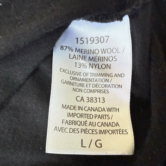 True North Baselayer Shirt Mens Large Outdoor Merino Wool Top Long Sleeve Black - Picture 4 of 4